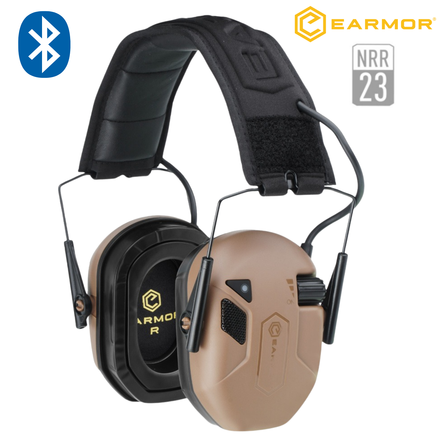 EARMOR M300T Bluetooth Elektronik Atış Kulaklığı Kulak Koruma (Cayote Brown) Kahverengi M300T-CB