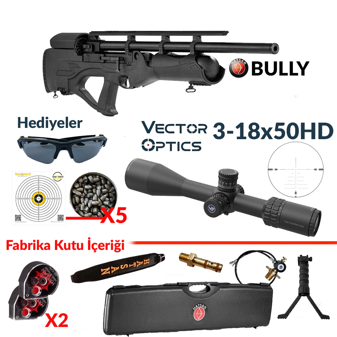 Hatsan Hercules BULLY VectorOptics ORION 3-18x50HD Kampanya Seti