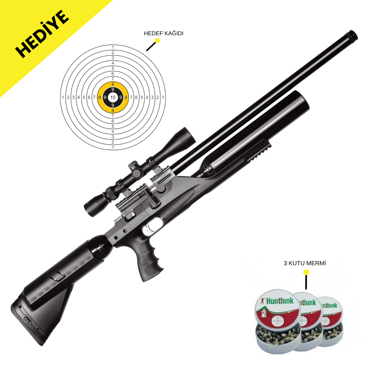 KRAL BIGMAX X SIYAH 6.35mm PCP HAVALI TÜFEK 0.25cal