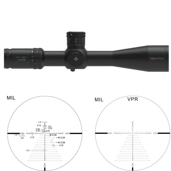 Arken Optics SH-4J 6-24x50 FFP VPR (MRAD) Tüfek Dürbünü