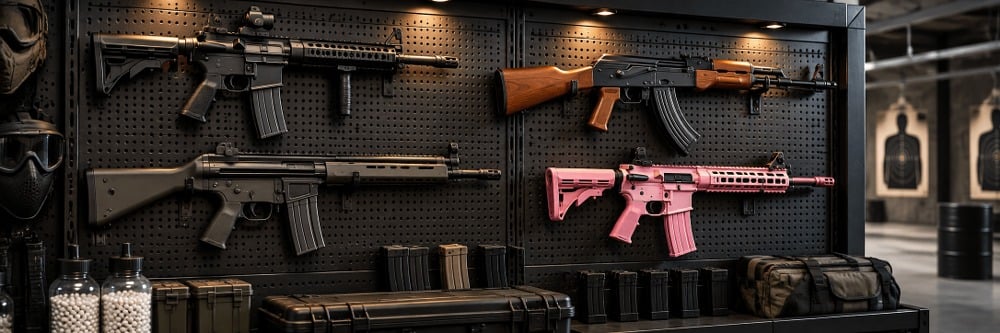 Airsoft poligon tüfek seçenekleri AK47 G3 M4 ve renkli tüfekler