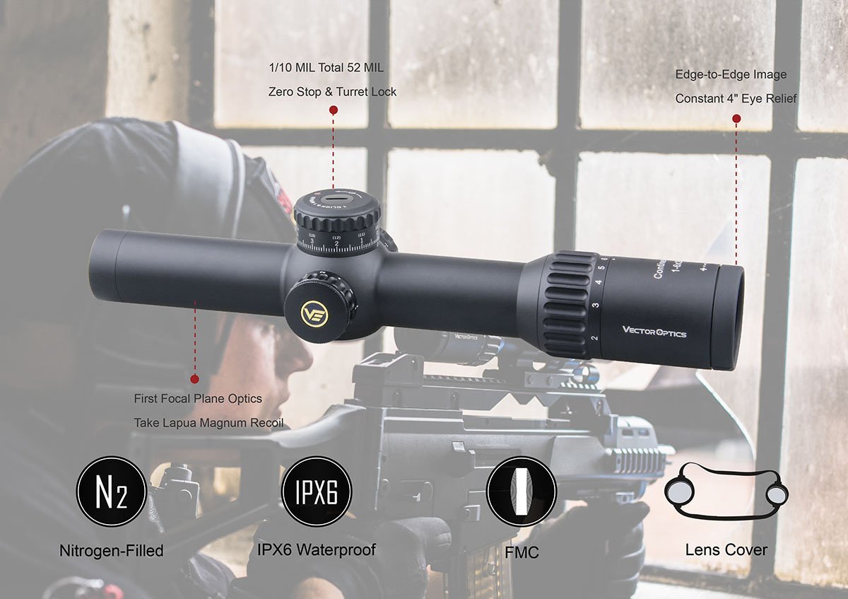 Vector Optics 34mm Continental 1-6x28FFP Tüfek Dürbünü SCFF-31