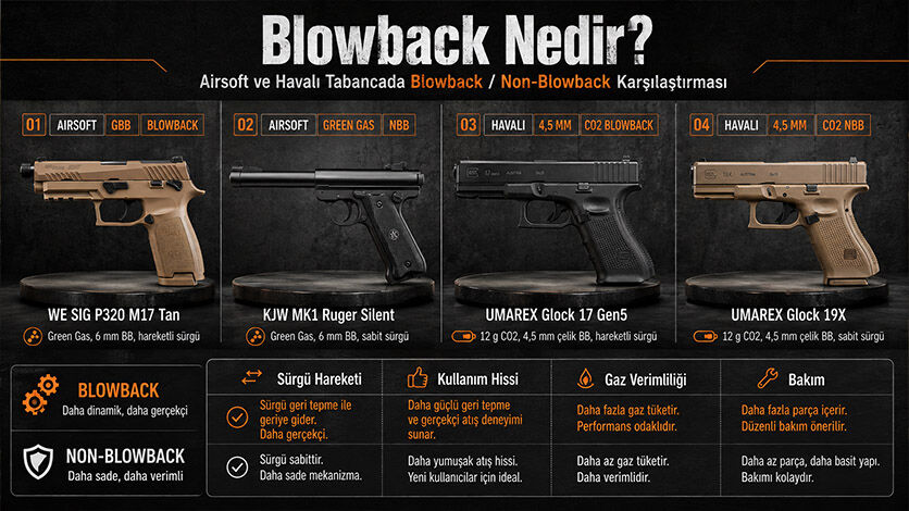 Blowback Nedir? Airsoft ve Havalı Tabancada Blowback / Non-Blowback Farkı