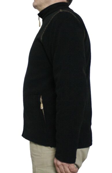 MUDEIR Fermuarlı Micro Polar Kumaş Cepli Spor Ceket (Poyraz) SİYAH