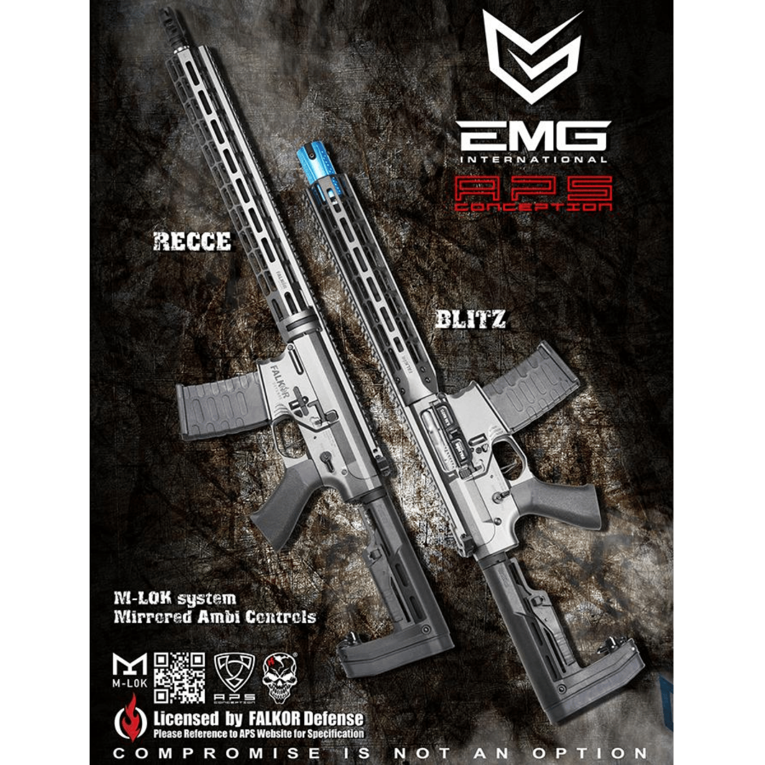 APS/EMG Falkor difence Recce233 【電動ガン】 EMG Falkor Defence .223 RECCE BLACK SilverEdgeII Gearbox ETU AEG
