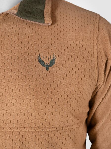 MUDEIR Balıkçı Yaka Petek Model Cepli Polar Yalım KAYOTE BROWN