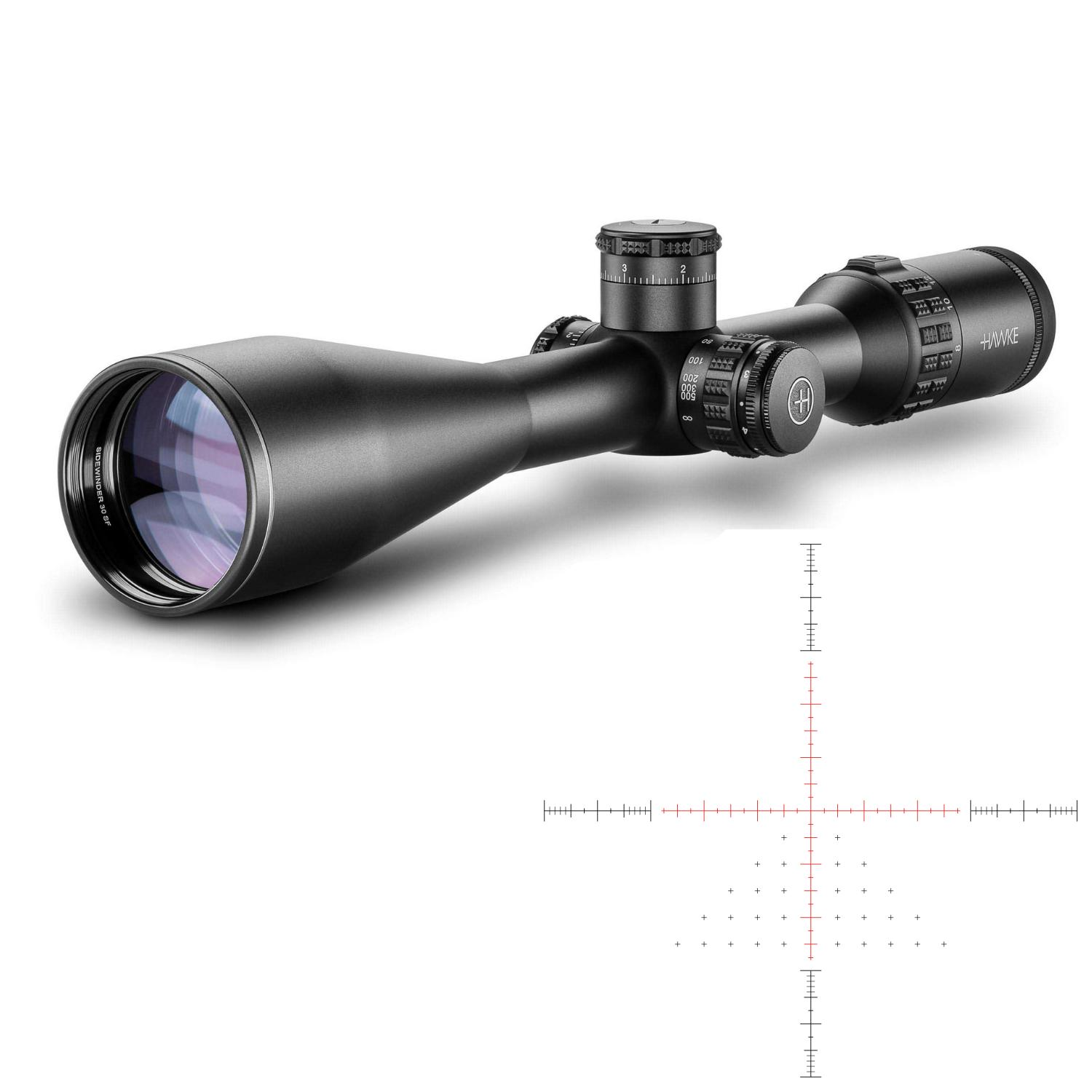 HAWKE SideWinder 30mm SFP 8-32X56 20x 1.2 Mil Dot + (Half Mil Reticle) Yivli Tüfek Dürbünü 17270