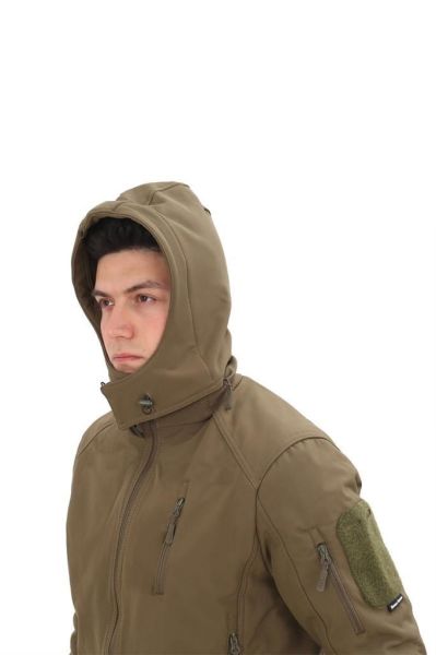 Single Sword Taktik Çok Cepli Polar Astarlı Suya Dayanıklı Avcı Outdoor Softshell Mont HAKİ