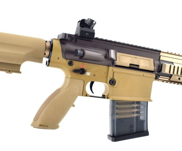 Golden Eagle HK417 Full Metal 70BB Midcap Şarjörlü Mosfet CERACOTE TAN Airsoft Tüfek - ÇÖL RENGİ