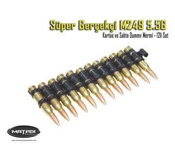 M249 Sahte Dummy Mermi Süper Gerçekçi  5.56 Kartuş