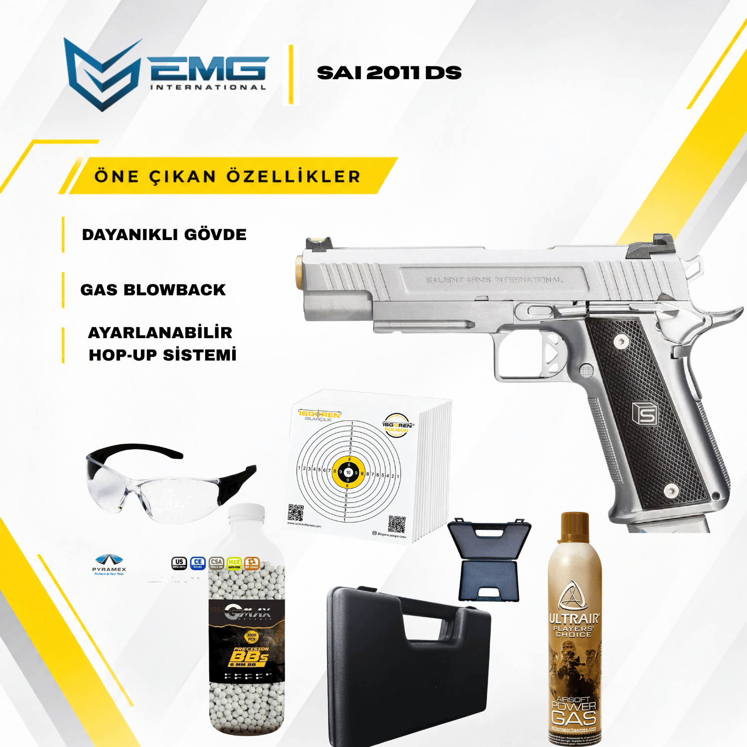 EMG Salient Arms SAI 2011 DS 5.1 SILVER Airsoft Tabanca Seti