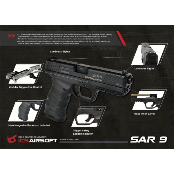 ICS SARSILMAZ SAR9 GEN2 6mm GBB Airsoft Tabanca
