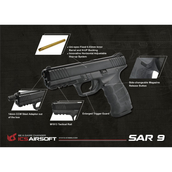 ICS SARSILMAZ SAR9 GEN2 6mm GBB Airsoft Tabanca