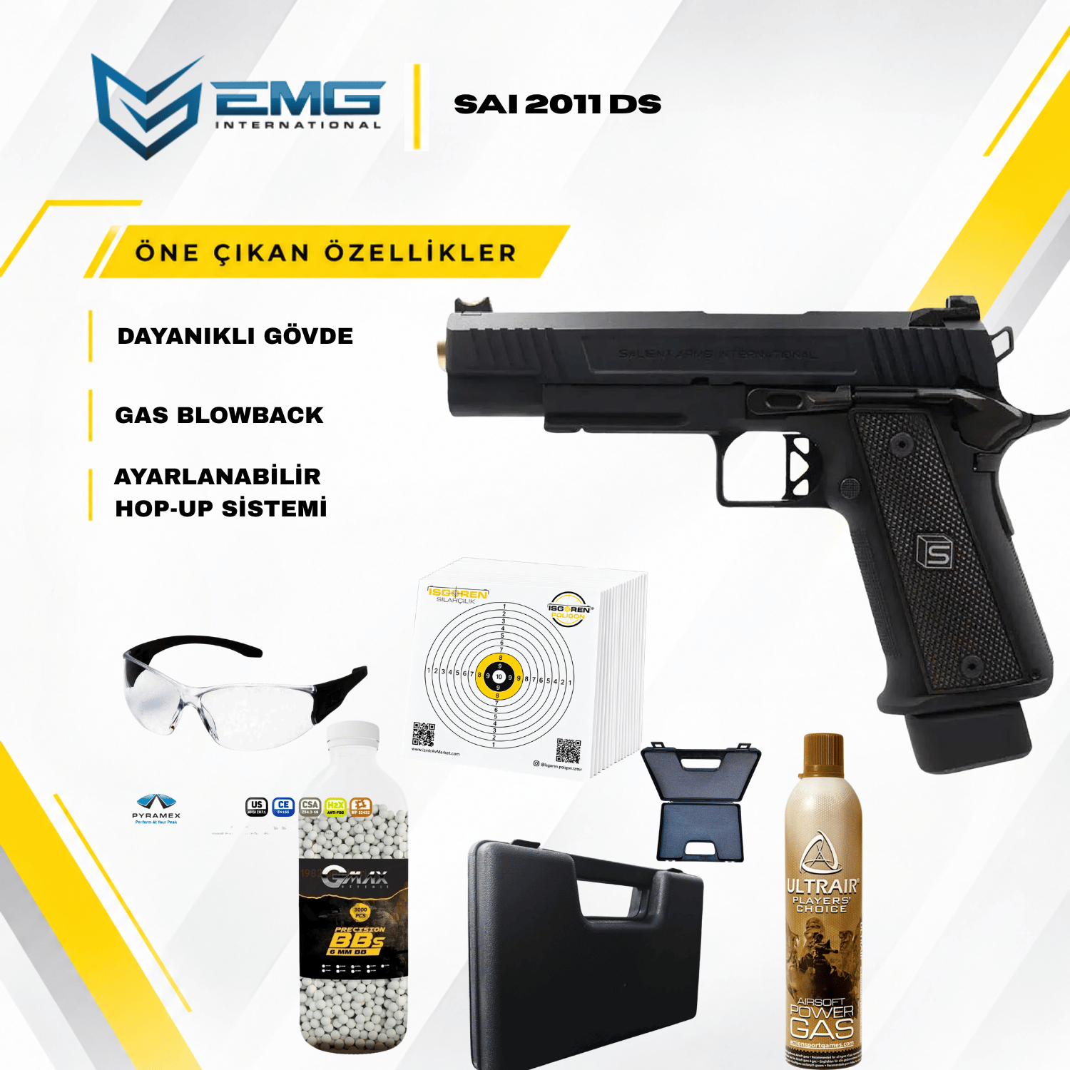 EMG Salient Arms SAI 2011 DS 5.1 SIYAH Airsoft Tabanca Seti
