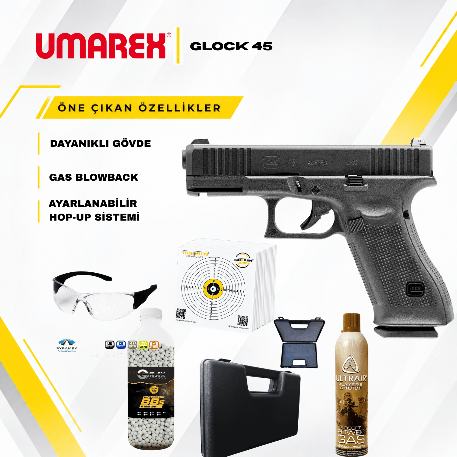 UMAREX Glock 45 Airsoft Tabanca Seti - Siyah