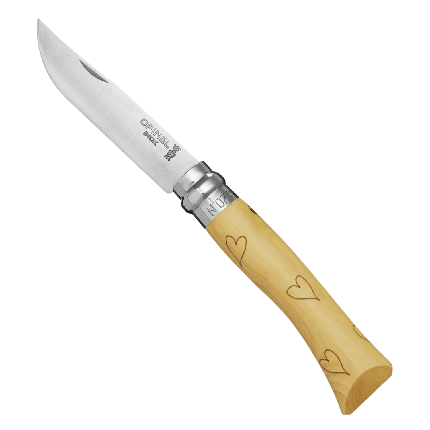 Opinel Inox No.7 İşlemeli Sandvik 12C27 Paslanmaz Çelik Cep Çakısı