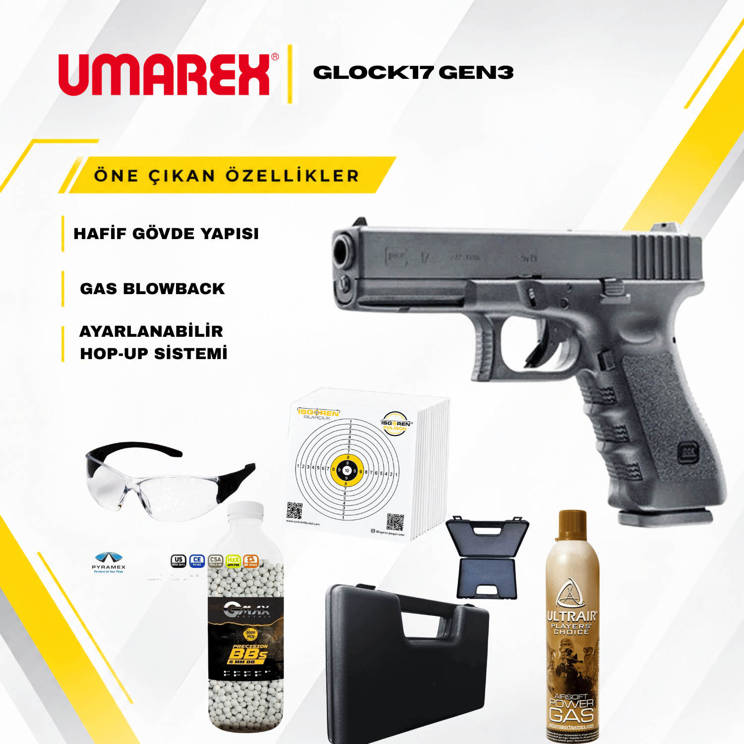 UMAREX Glock17 GEN3  Airsoft Tabanca Seti