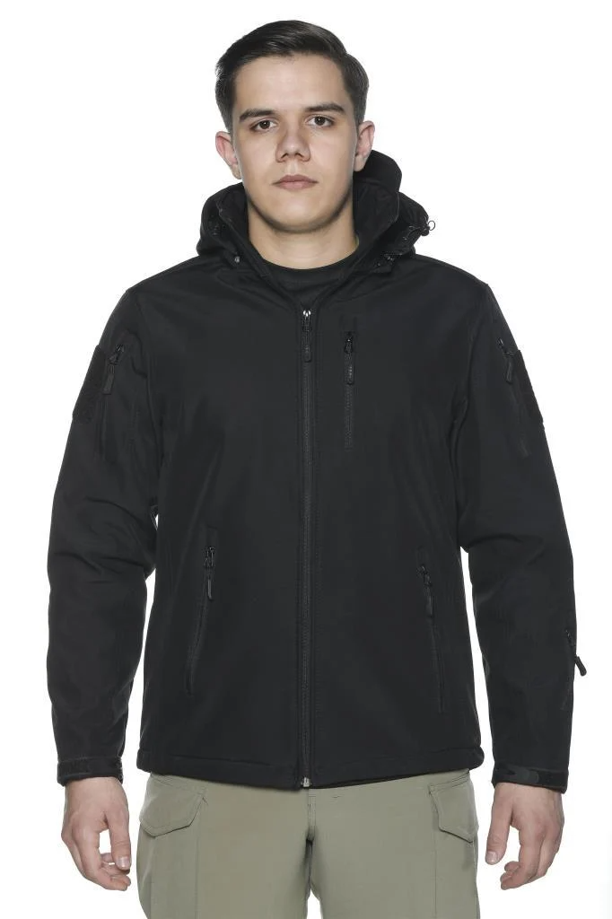Single Sword Taktik Çok Cepli Polar Astarlı Suya Dayanıklı Avcı Outdoor Softshell Mont SİYAH