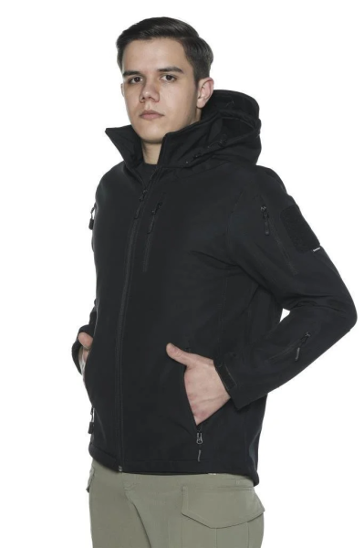 Single Sword Taktik Çok Cepli Polar Astarlı Suya Dayanıklı Avcı Outdoor Softshell Mont SİYAH
