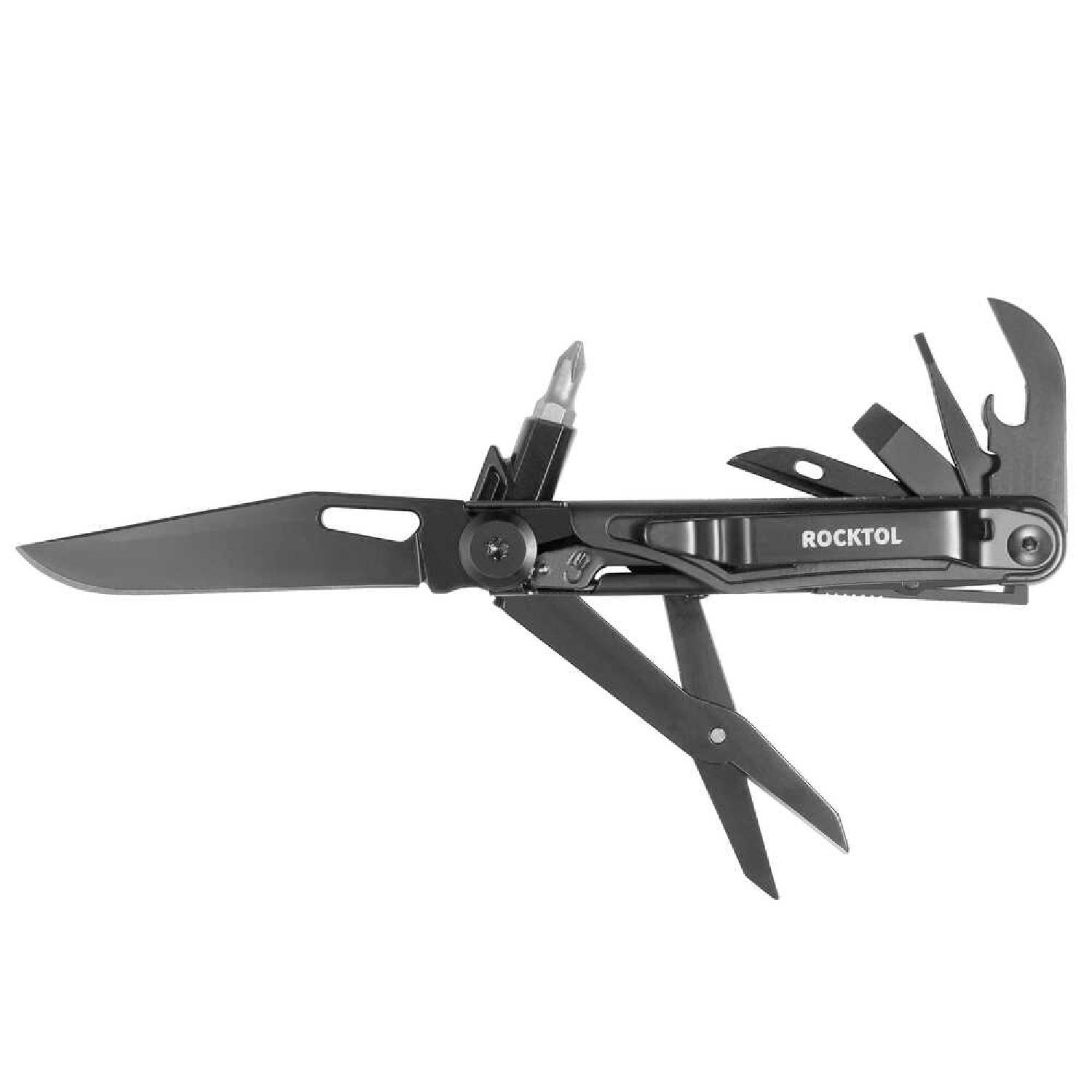 Rocktol 12 Fonksiyonlu Multitool Siyah Çakı / Khv Deri Kılıflı