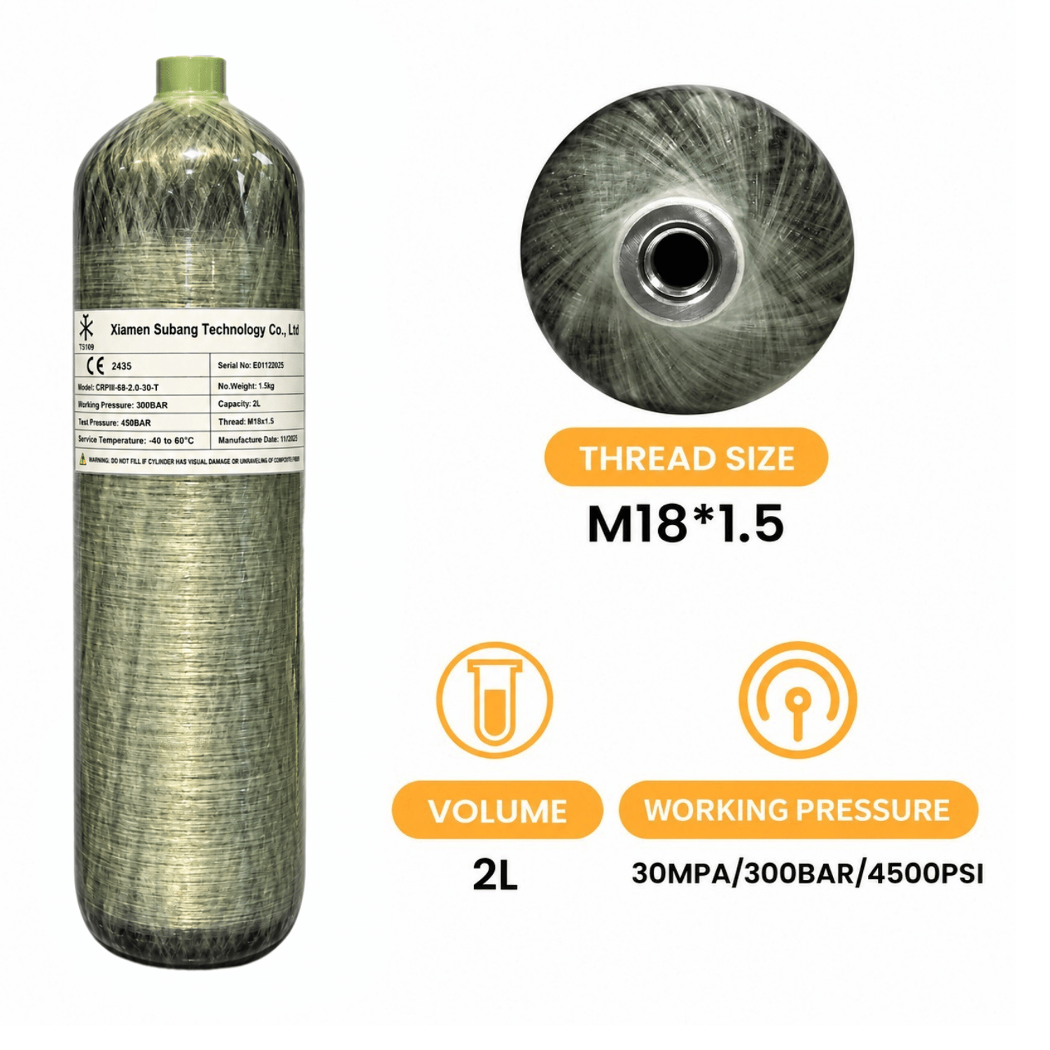 TUXING PCP 2L Karbon Fiber Tüp