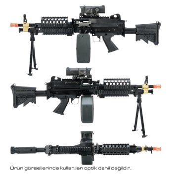 FN Lisanslı M249 MK46 FULLMETAL  SIYAH Airsoft Makinalı AEG
