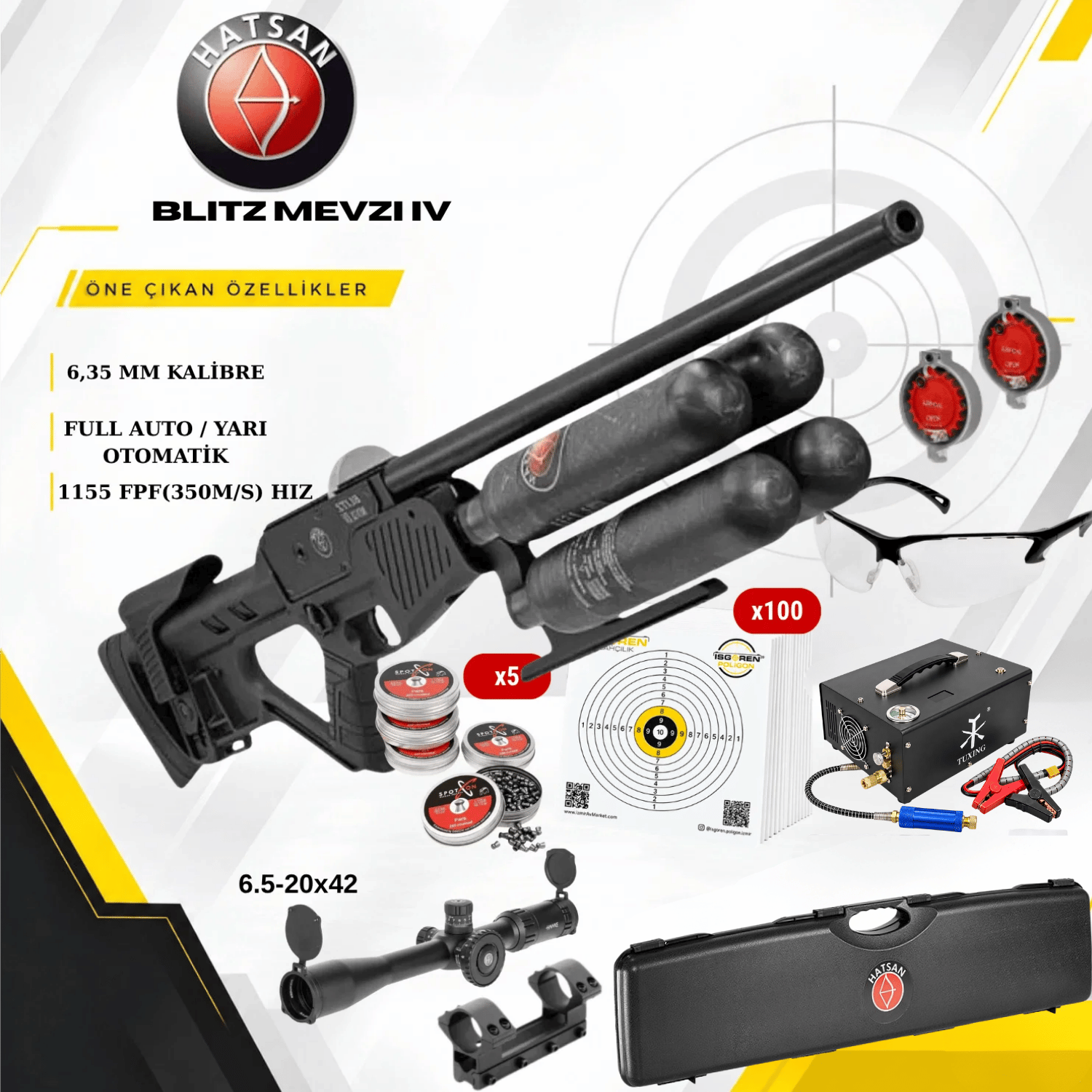 Hatsan  Blıtz Mevzı IV Pcp Kompresörlü Havalı Tüfek Seti