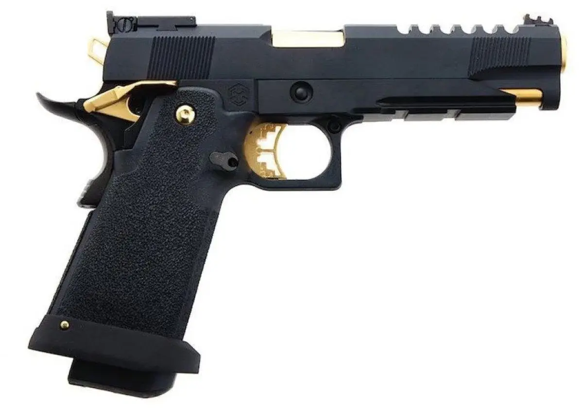 AW HX2701 5.1'' Hi-Capa Slide Cut Black & Gold GBB Airsoft Tabanca