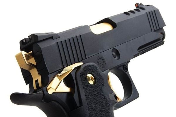 AW HX2711 4.3 Hi-Capa SLIDECUT COMPACT GBB Airsoft Tabanca ( Black/Gold )