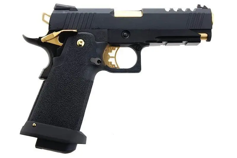 AW HX2711 4.3'' Hi-Capa Slide Cut Compact Black & Gold GBB Airsoft Tabanca