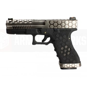 AW VX0100 GLOCK17 G17 HexCut GBB Airsoft Tabanca - Silver - Siyah