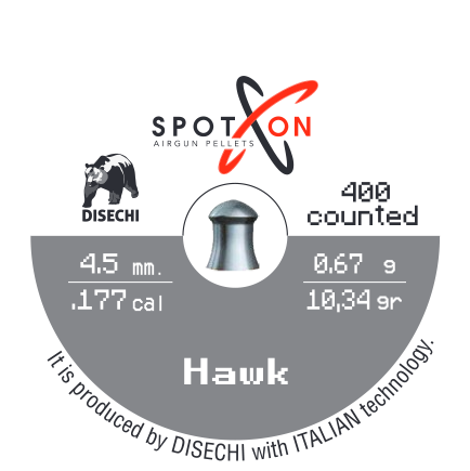 SPOTON HAWK 0,67GR/10,34GRAİN 4,5MM / .177 HAVALI TÜFEK SAÇMASI