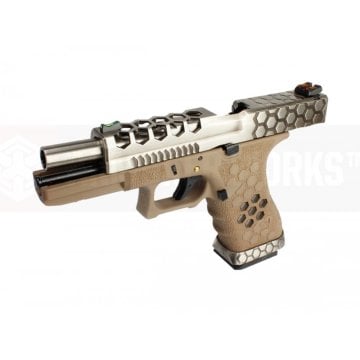 AW VX0110 GLOCK17 G17 HexCut GBB Airsoft Tabanca - Tan - Silver
