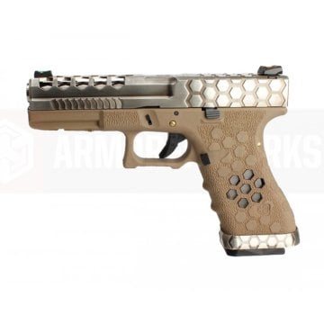 AW VX0110 GLOCK17 G17 HexCut GBB Airsoft Tabanca - Tan - Silver