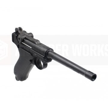 AW Custom 6'' Luger P08 BULL BARREL Gas Blowback Airsoft Tabanca - Gümüş - Siyah