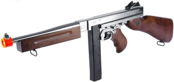 Cybergun Thompson M1A1 AEG Silver Gerçek Ahşap Airsoft Tüfek (Real Wood)