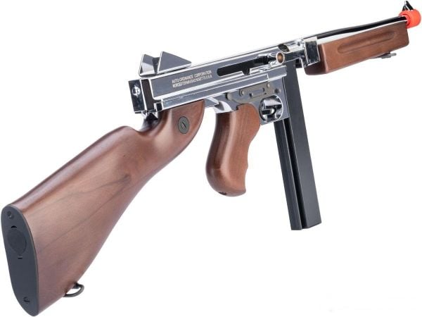 Cybergun Thompson M1A1 AEG Silver Gerçek Ahşap Airsoft Tüfek (Real Wood)