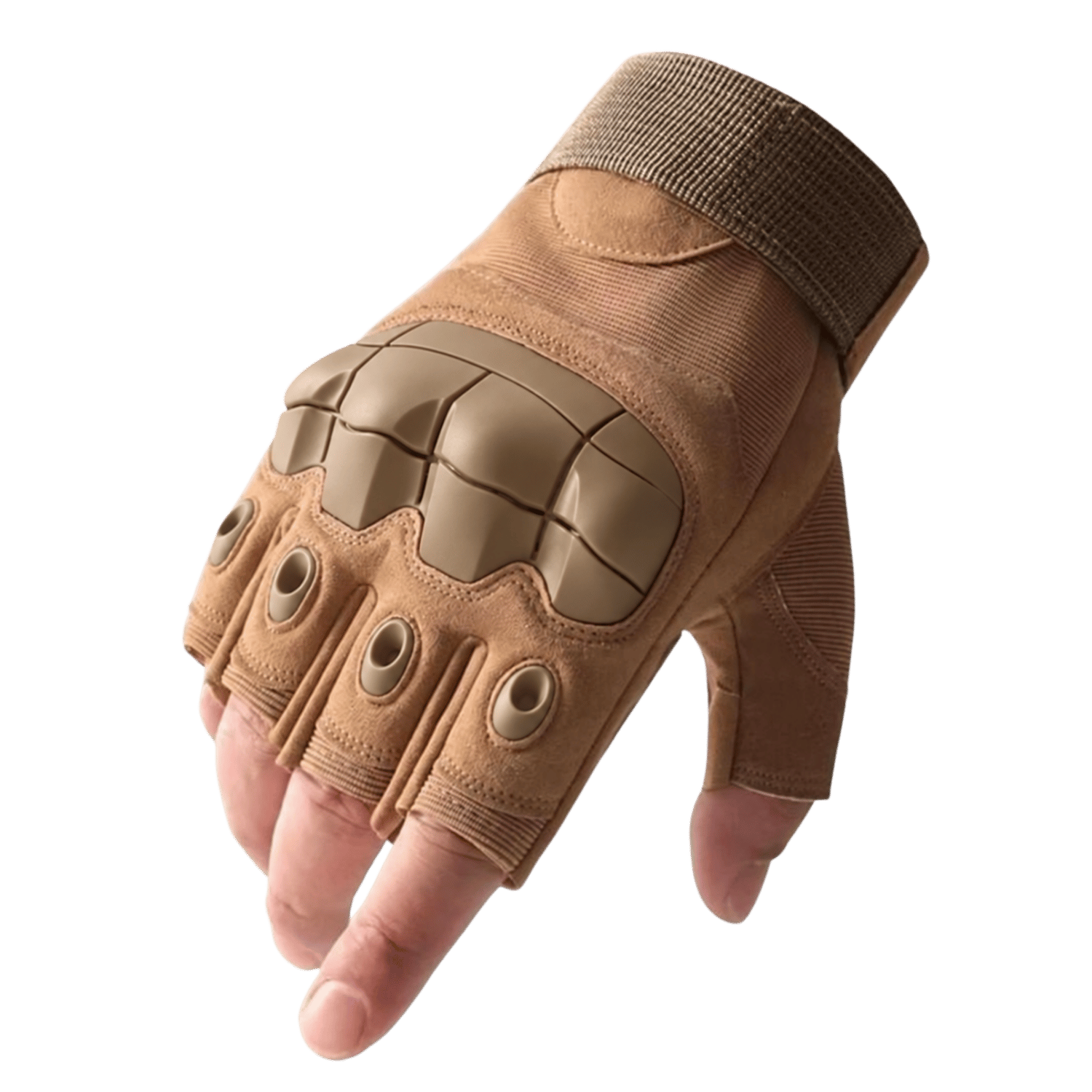Taktik Parmaksız Knuckle Korumalı Paintball Airsoft Avcılık Askeri Yarım Parmak Eldiven - Çöl