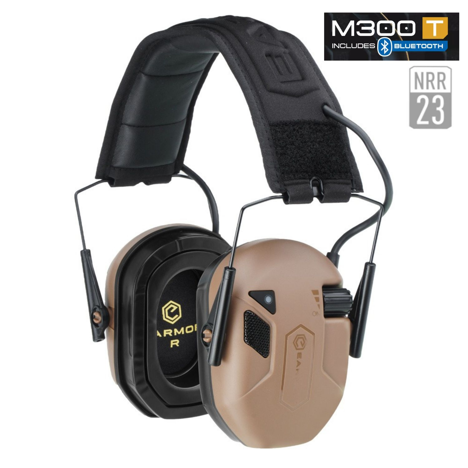EARMOR M300T Bluetooth Elektronik Atış Kulaklığı Kulak Koruma (Cayote Brown) Kahverengi M300T-CB