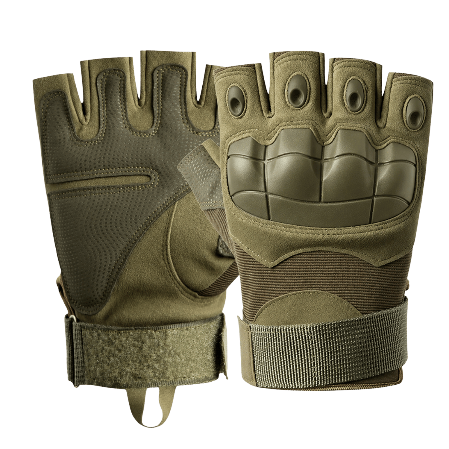 Taktik Parmaksız Knuckle Korumalı Paintball Airsoft Avcılık Askeri Yarım Parmak Eldiven - Haki