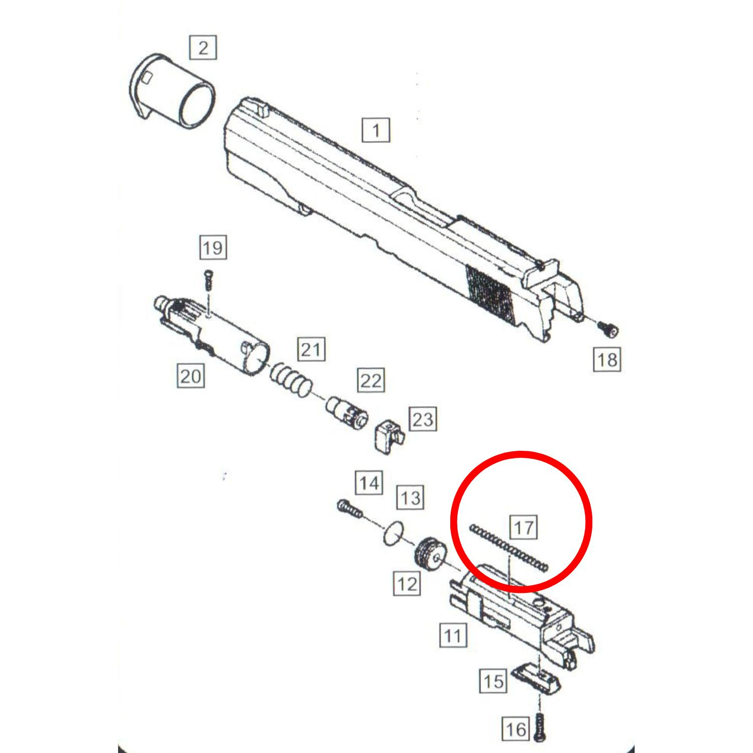 WE Colt 1911 Cylinder Return Spring Part No. #17