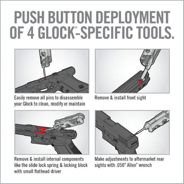 REAL AVID 4-In-1 Tool™ For Glock*  Push Buton specific tools.