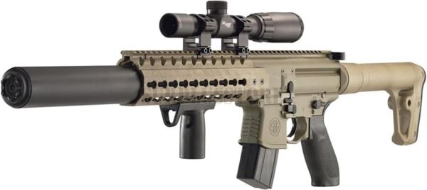 Sig Sauer MCX SCOPED CO2 YİVLİ YARI OTOMATİK HAVALI TÜFEK (PELLET)  & 1-4x24 DÜRBÜN SET - TAN