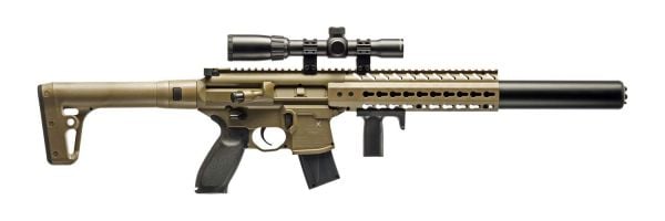 Sig Sauer MCX SCOPED CO2 YİVLİ YARI OTOMATİK HAVALI TÜFEK (PELLET)  & 1-4x24 DÜRBÜN SET - TAN