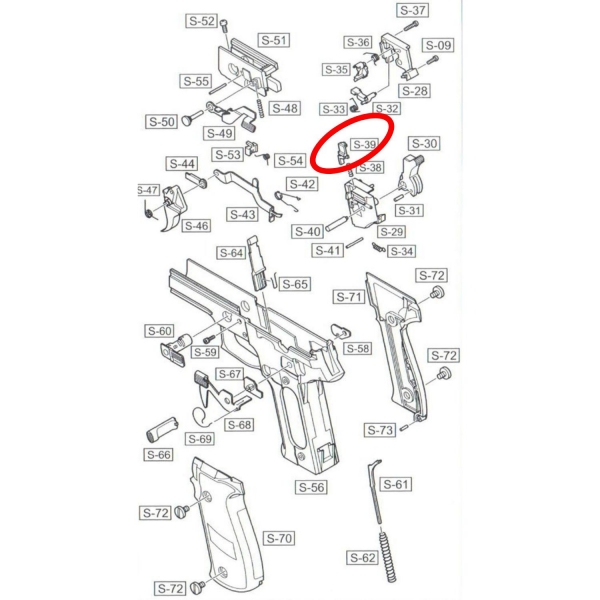 WE OEM Trigger Sear For F226 Series GBB Pistols Part #39