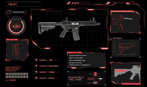 DBOYS M4 7'' Hex Polimer Siyah AEG Airsoft Tüfek