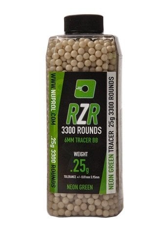 Nuprol RZR 0.25G (0,25g) Green Tracer AirSoft BB 3300 Adet