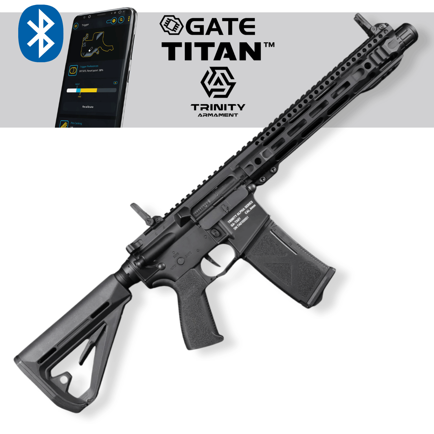 GATE® TRINITY Alpha Carbine 11.5'' AEG Training Titan II Bluetooth® Airsoft Tüfek