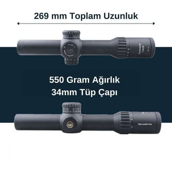Vector Optics 34mm Continental 1-6x28FFP Tüfek Dürbünü SCFF-31