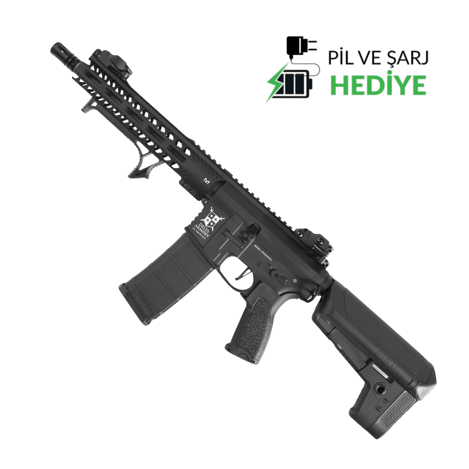 Delta Armory M4 AR15 10inch MLOK ALPHA Siyah AEG Airsoft Tüfek / Pil Şarj Setli